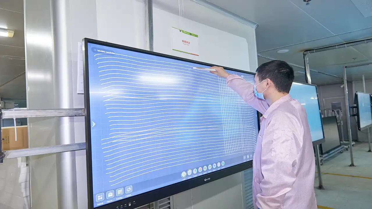 Riotouch LED display 72-hour aging burn-in testing room quality control