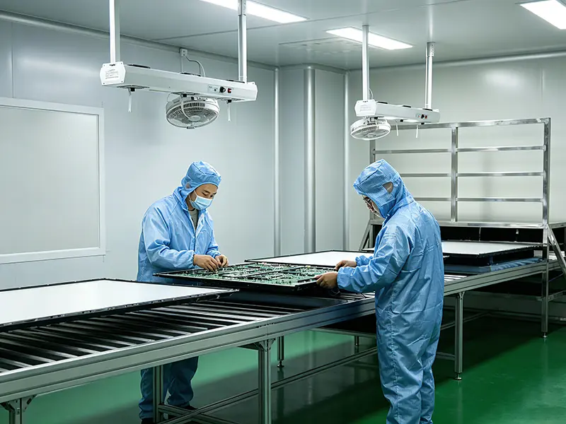 COB packaging line — cleanroom LED poster panel production