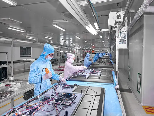 LED poster display module optical testing and color calibration quality inspection station