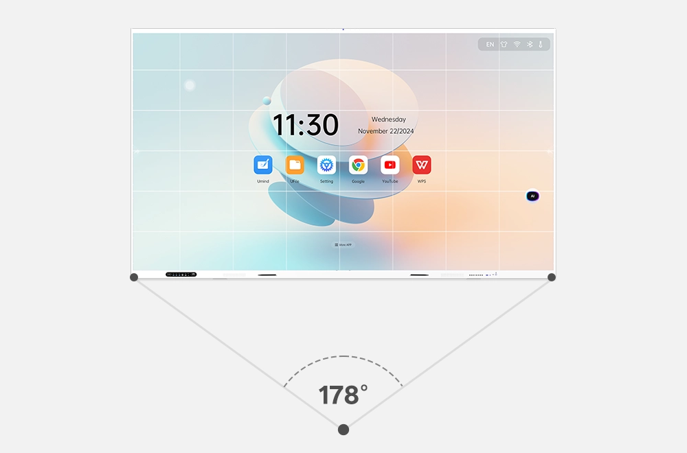 Ultra wide viewing angle of 178 °