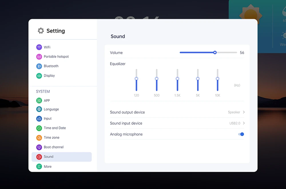 Riotouch-Smart Interactive Board Software-Setting-Sound Setting and Output Configuration Riotouch Smart Interactive Board Software Setting Sound Setting and Output Configuration