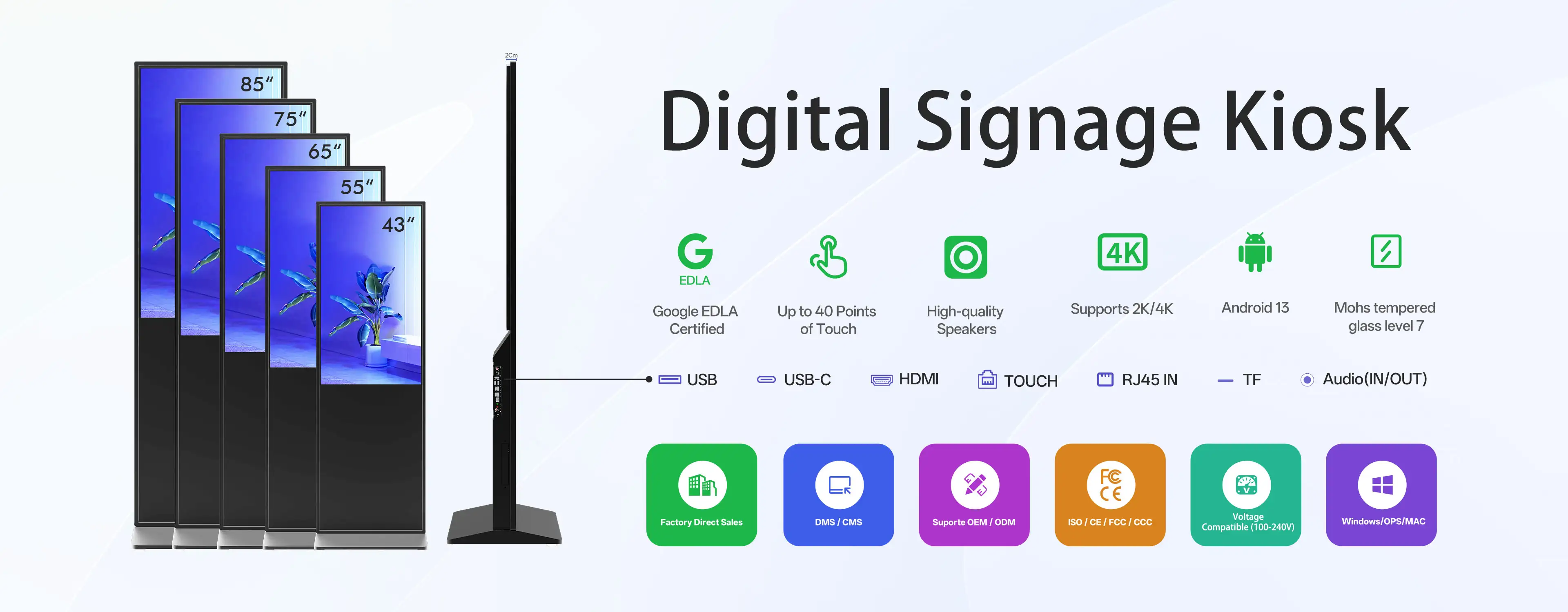 Digital Signage Kiosk 43" 55" 65" 75" 85"