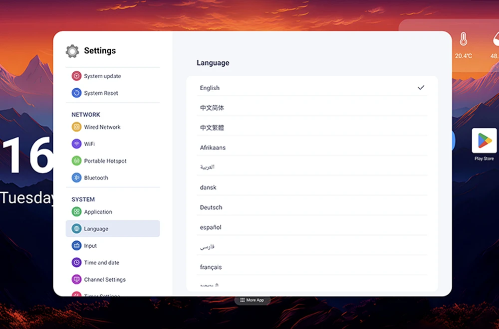 Riotouch-Smart Interactive Board Software-Setting-Device Language Setting Riotouch Smart Interactive Board Software Setting Device Language Setting