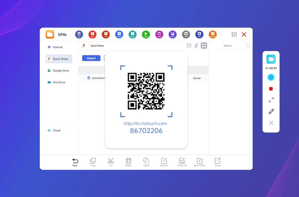 Riotouch Interactive Whiteboard Recording Tool URecord UFile QR Code Sharing